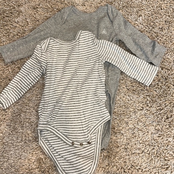 GAP Other - Baby Gap grey stripe and solid grey onesies 3-6mo